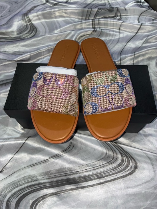 Coach Shoes - Coach Jacquard Rainbow Logo Slide Sandals